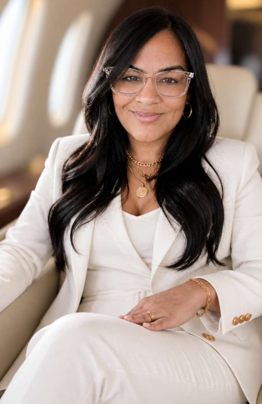 Carol CeCe Combs in a cream suit, Partner and Event Curator